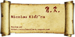 Nicolau Klára névjegykártya